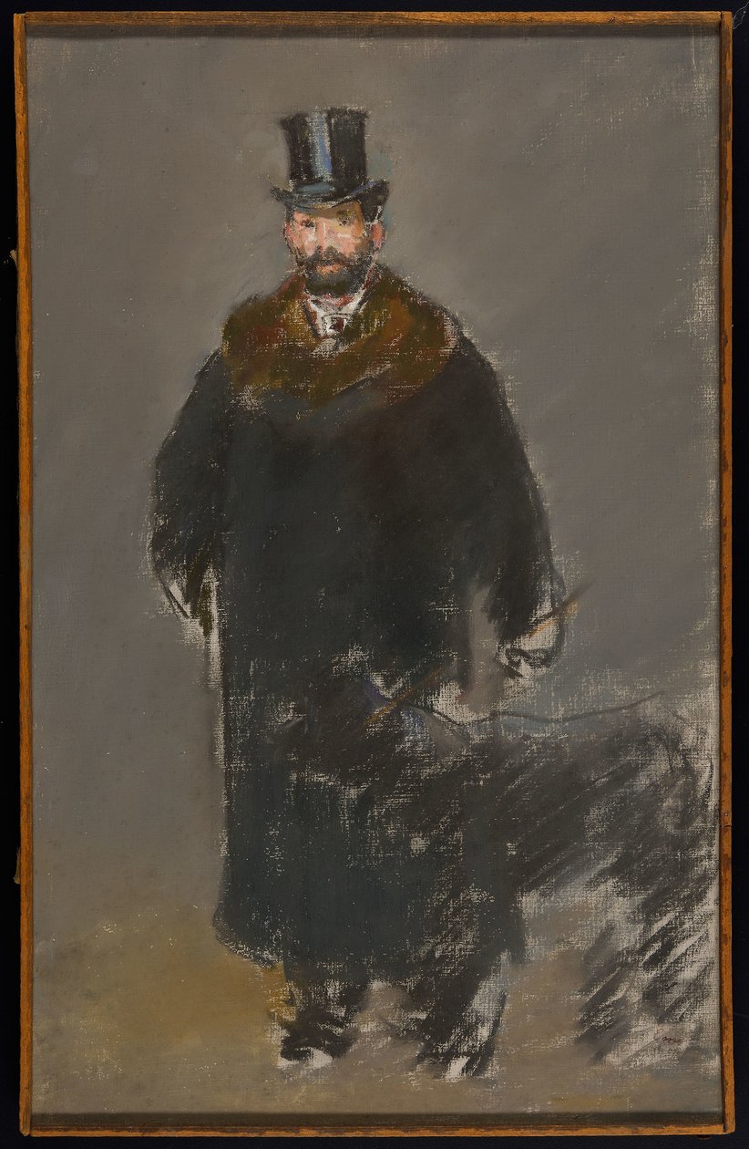 Mannen med hunden, ca 1882 (pastell på duk, preparerad med grå gouacheslipad) av Édouard Manet