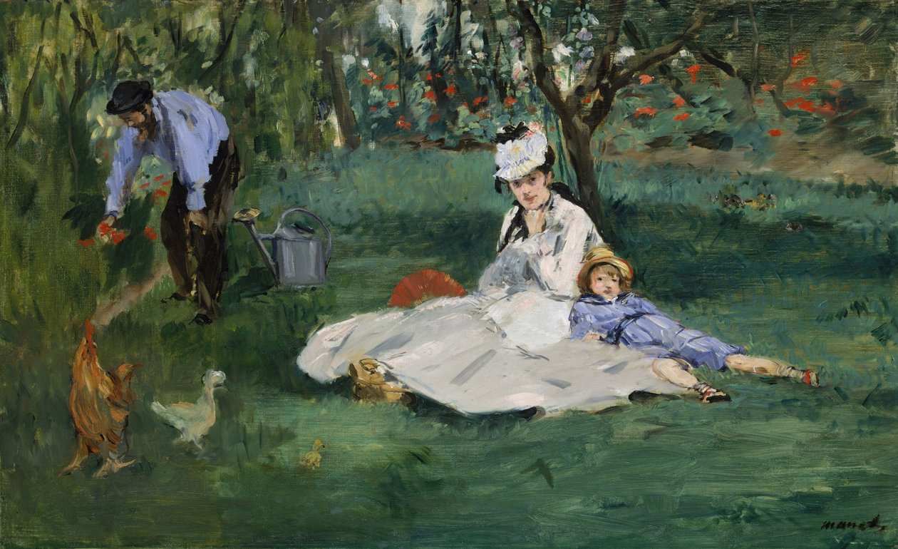 Familjen Monet i deras trädgård i Argenteuil, 1874 av Édouard Manet
