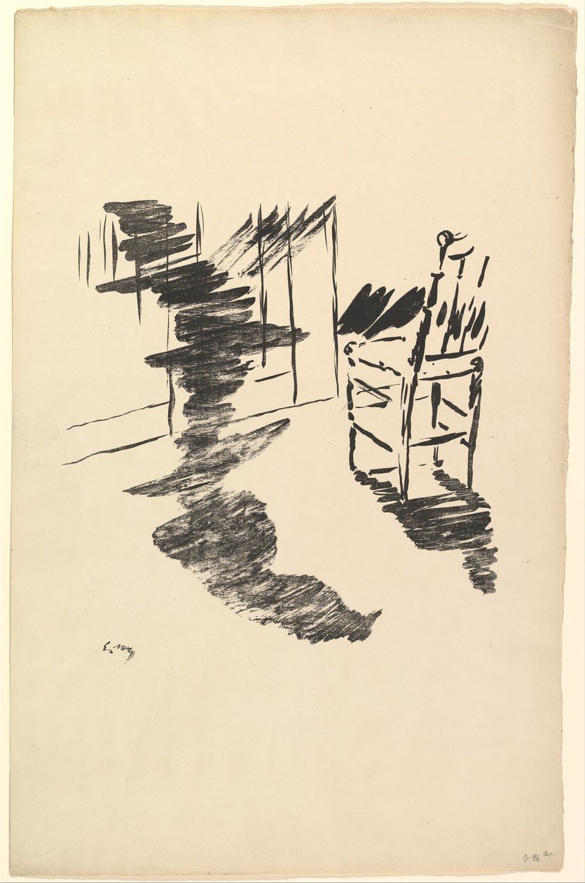 Skuggan som ligger och svävar på golvet. Illustration till The Raven av Edgar Allan Poe, 1875. av Édouard Manet