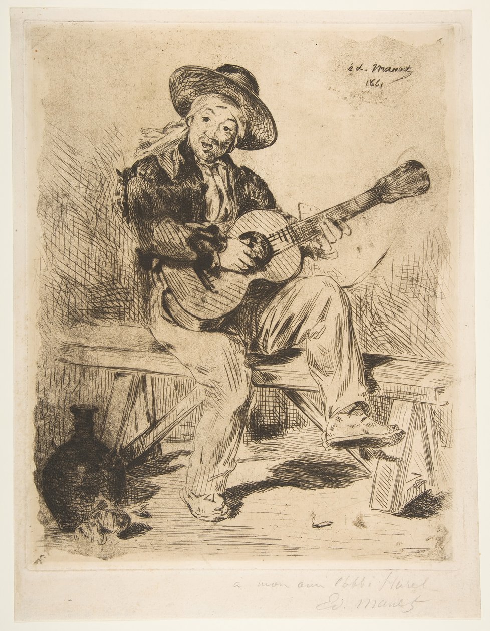 Den spanske sångaren Le Guitarrero, 1861-62. av Édouard Manet