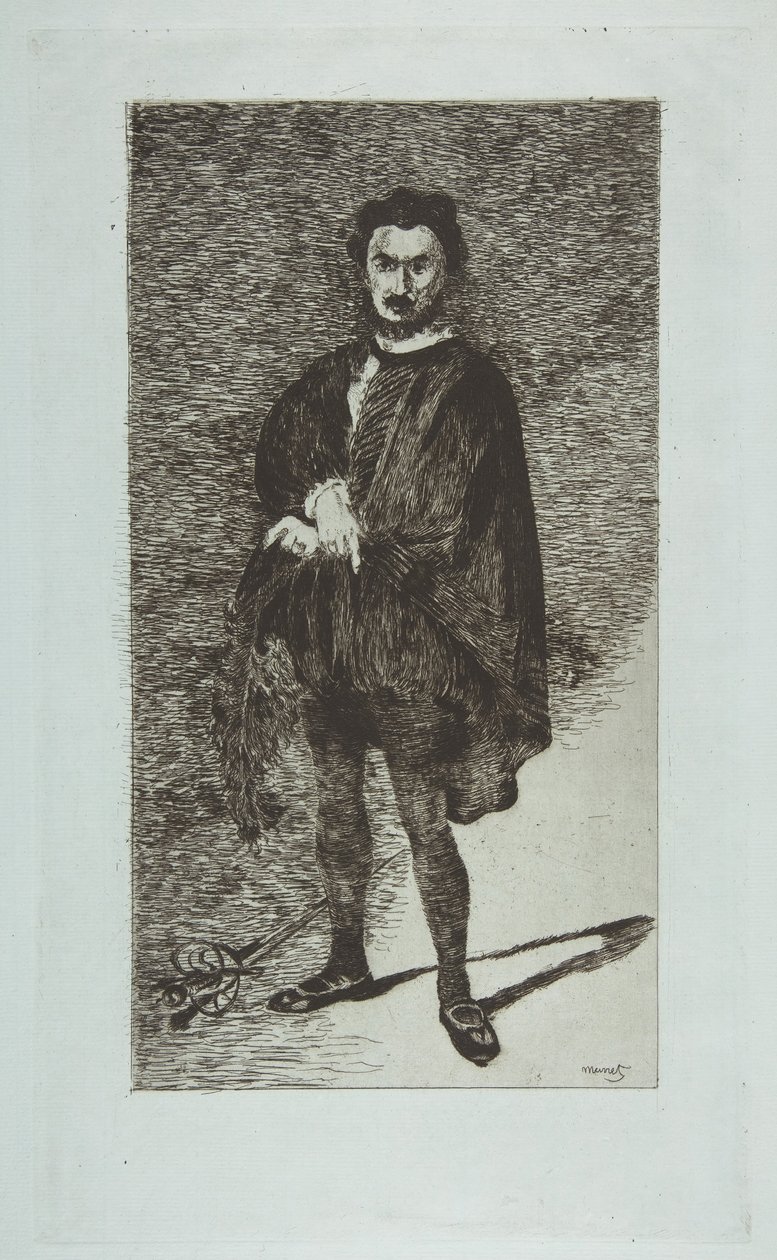 Den tragiska skådespelaren: Rouvière i rollen som Hamlet, 1865-66. av Édouard Manet