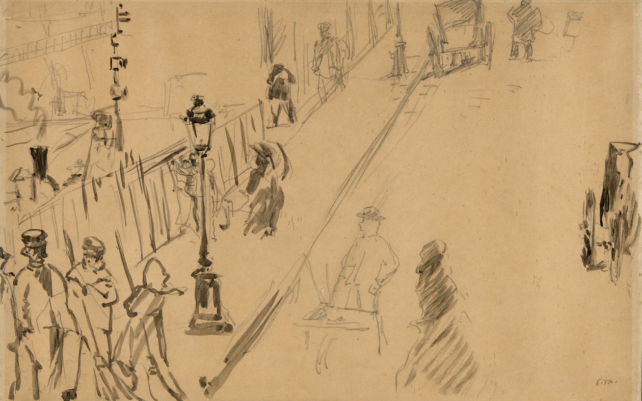 Rue Mosnier med gaslampa av Édouard Manet