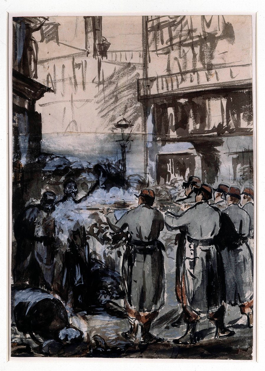Stad 1871: "" barrikaden"" Teckning av Edouard Manet (1832-1883) 1871 Dim. 46,2 x 32,5 m av Édouard Manet