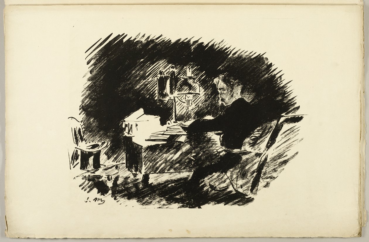 Under lampan ("Once upon a midnight dreary..."), från The Raven (Le Corbeau) av Édouard Manet