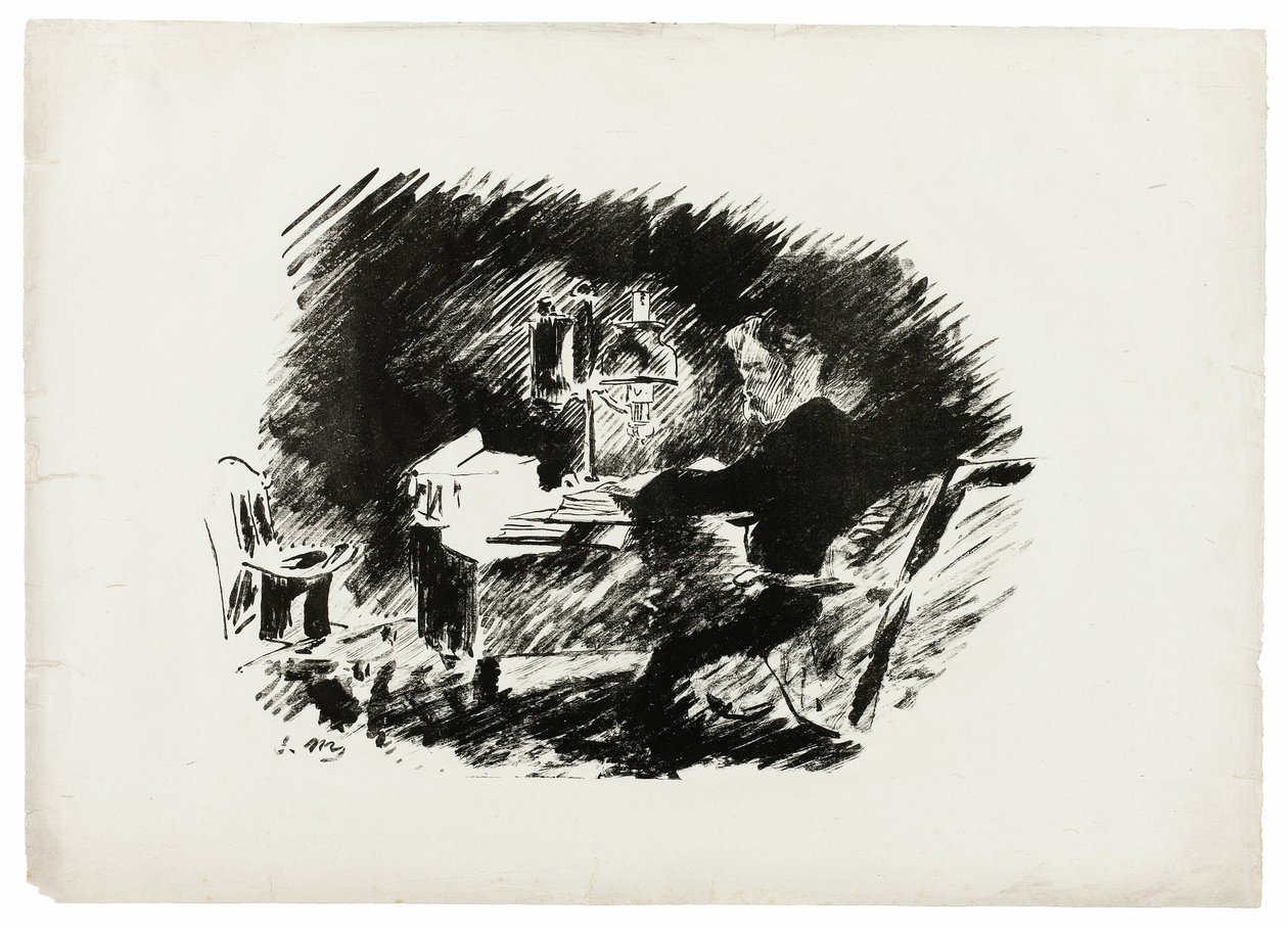 Under lampan ("Once upon a midnight dreary..."), ur Korpen (Le Corbeau) av Édouard Manet