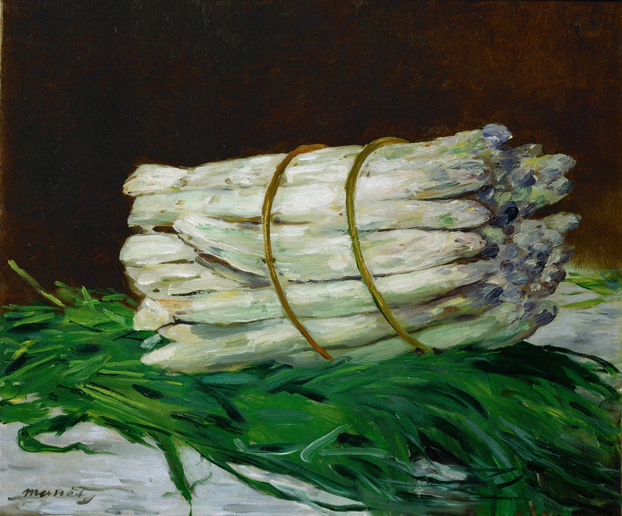 Ett knippe sparris (olja på duk) av Edouard Manet