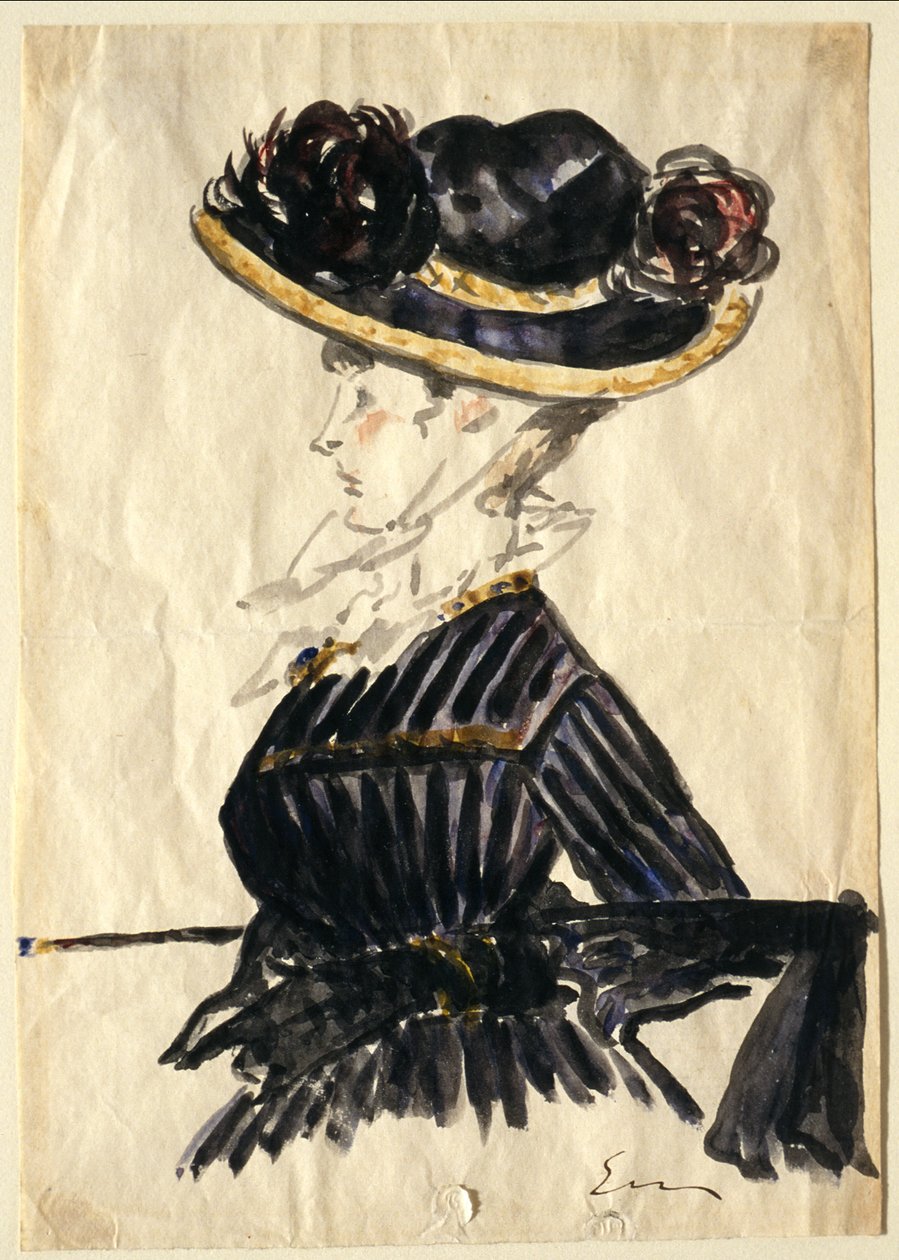 Kvinna med stor hatt av Édouard Manet