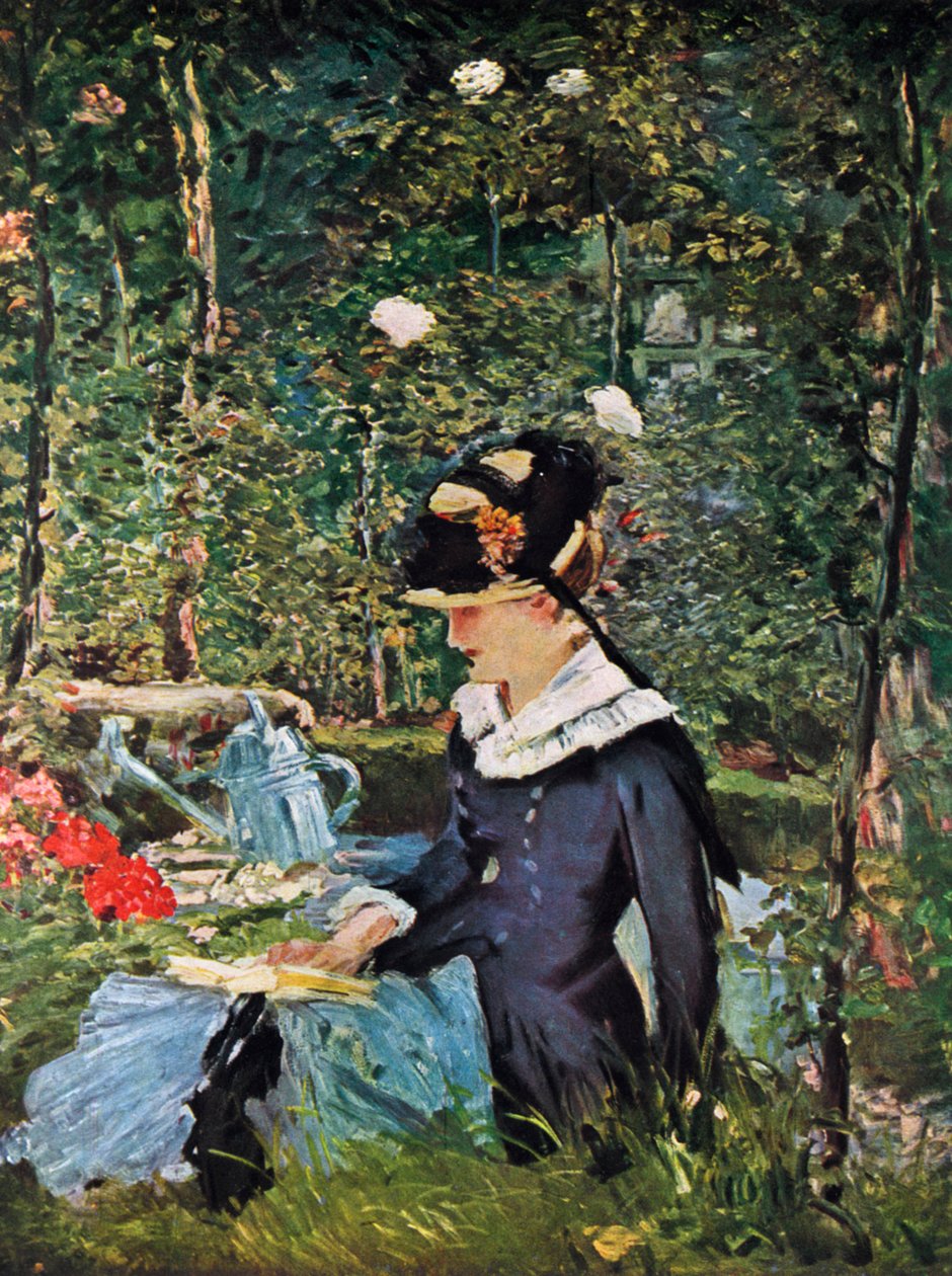 Ung flicka på tröskeln till trädgården vid Bellevue, 1880. av Édouard Manet