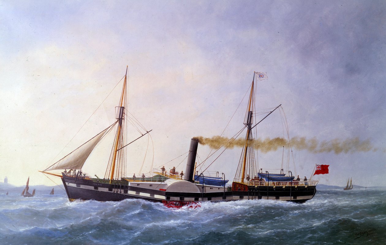 John Bulls ångbåt. Målning av Edouard Adam (1847-1929) 1800-talets Paris, Musee de la Marine av Edouard Marie Adam
