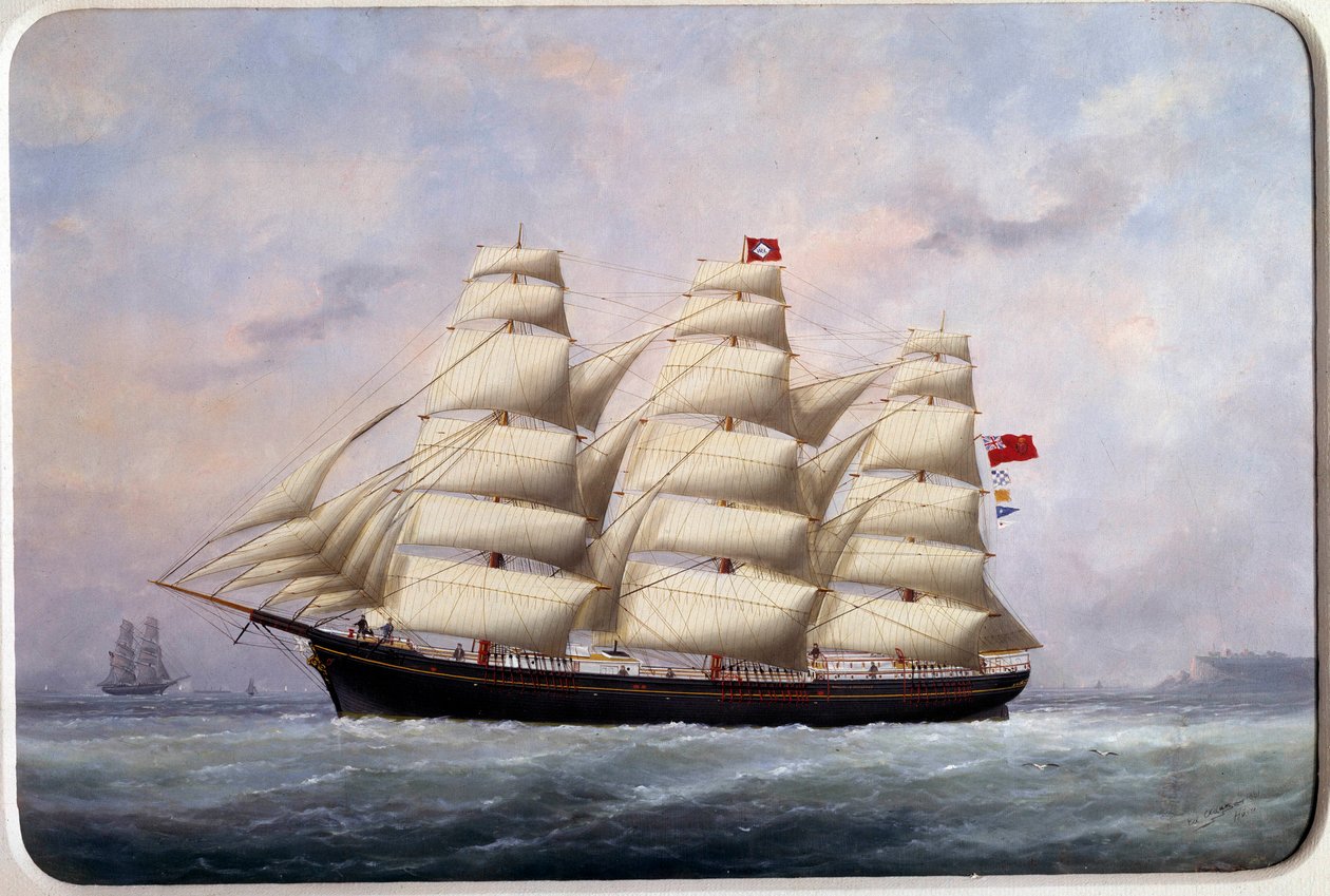 Segelbåten William Lawrence Watercolor av Edouard Adam (1847-1929) 1881 Paris, Musee de la Marine av Edouard Marie Adam