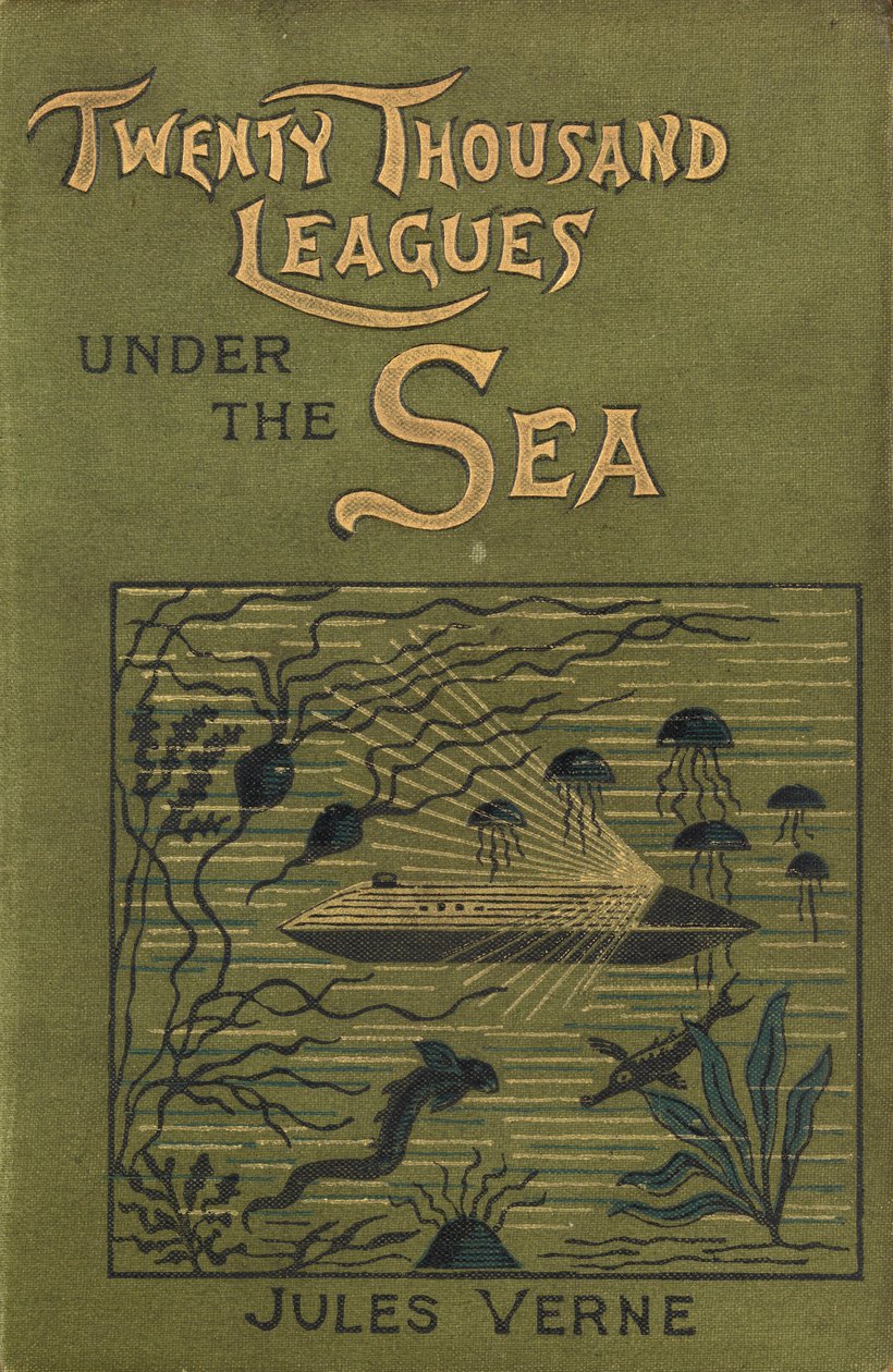 Omslag till Jules Vernes "Tjugotusen Leagues Under The Sea", ca 1870 (bokomslag) av Edouard & Neuville Alphonse Marie Adolphe de (1835 85) Riou