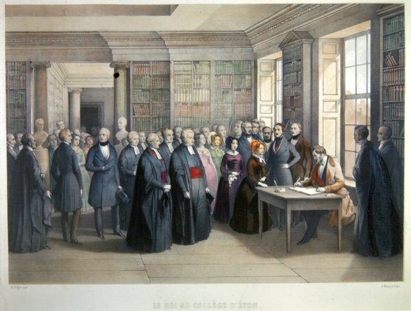 Kung Louis-Philippe signerar besöksboken under sitt besök på Eton College den 10 december av Edouard Pingret
