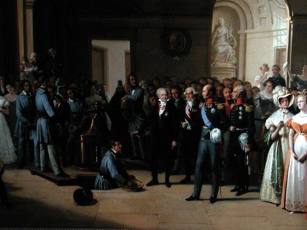 Tsar Alexander I (1777-1825) besökte Paris Hotel de La Monnaie den 25 maj 1814 av Edouard Pingret