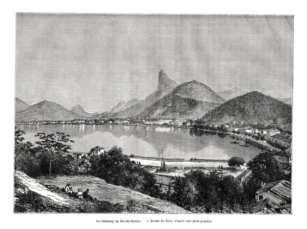 En förort till Rio de Janeiro, Brasilien, 1800-talet av Edouard Riou