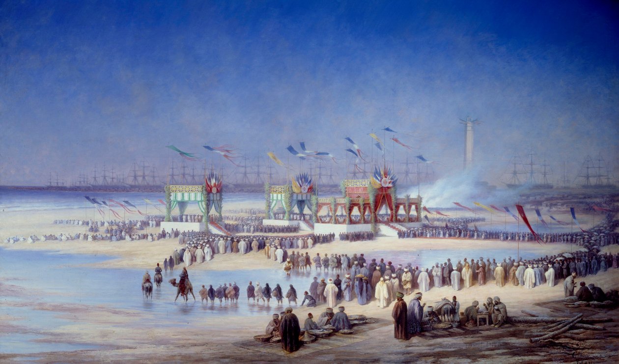 Ceremoni för invigningen av Suezkanalen i Port Said (Port-Said) 17 november av Edouard Riou