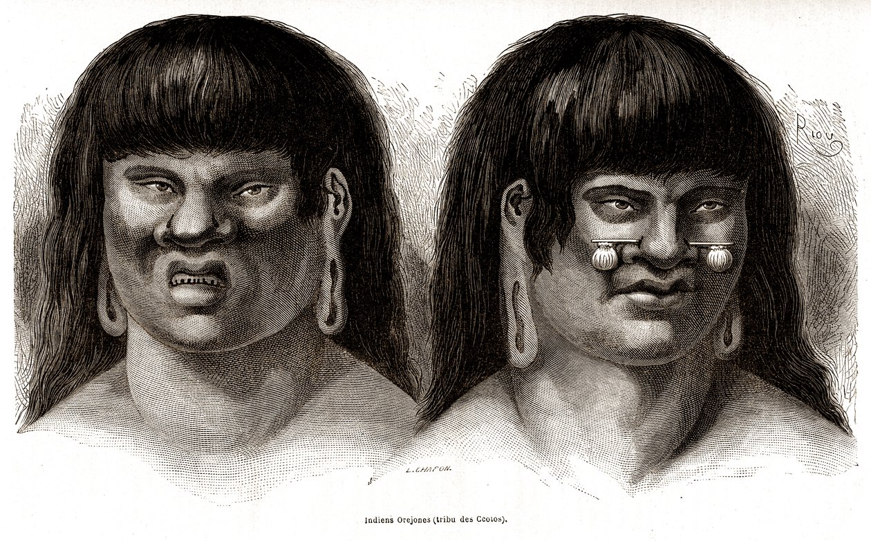 Par av peruanska Orejones-indianer (Ccotos-stammen) av Edouard Riou