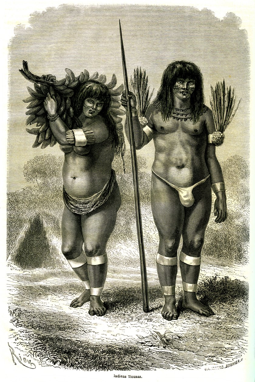 Ett par Ticuna-indianer från Peru av Edouard Riou