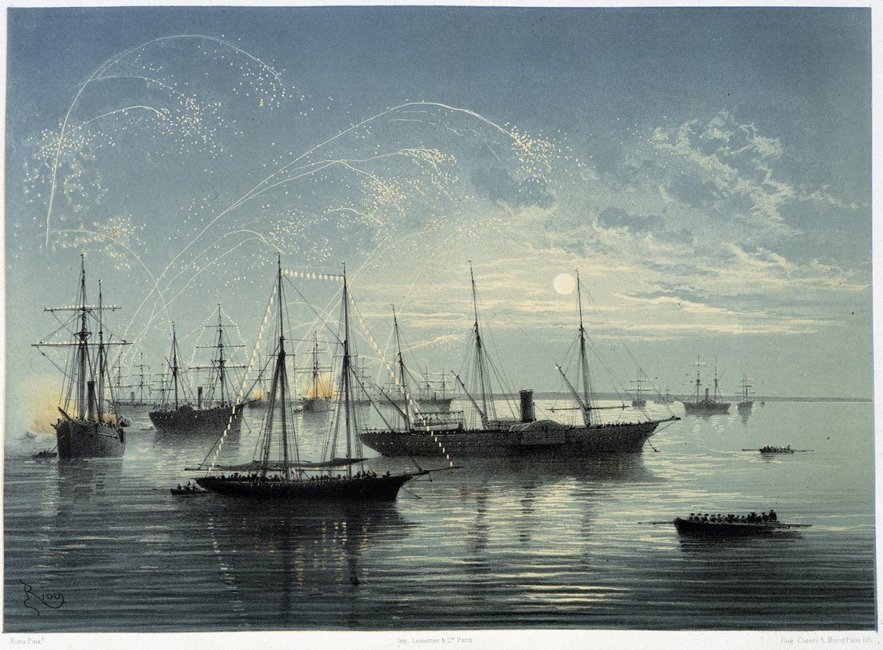 Invigning av Suezkanalen av G. Nicole. 1869 av Edouard Riou