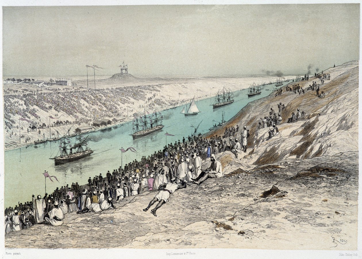 Passage till El-Guisr i "" Invigning av Suezkanalen av G. Nicole. 1869 av Edouard Riou