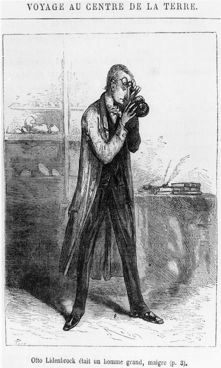 Professor Otto Lidenbrock, illustration från 