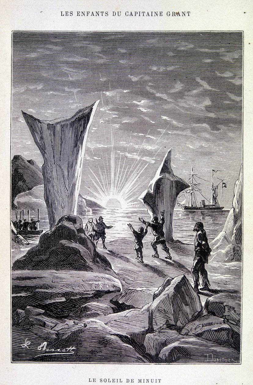 Midnattssolen i "The Children of Captain Grant" av Jules Verne av Edouard Riou