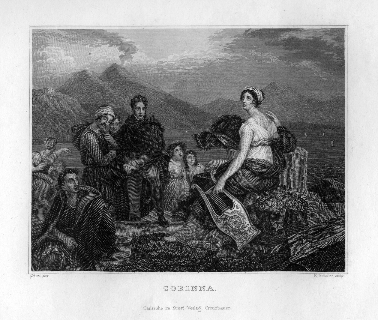 Corinna, antik grekisk poet, c1833 av Edouard Schuler