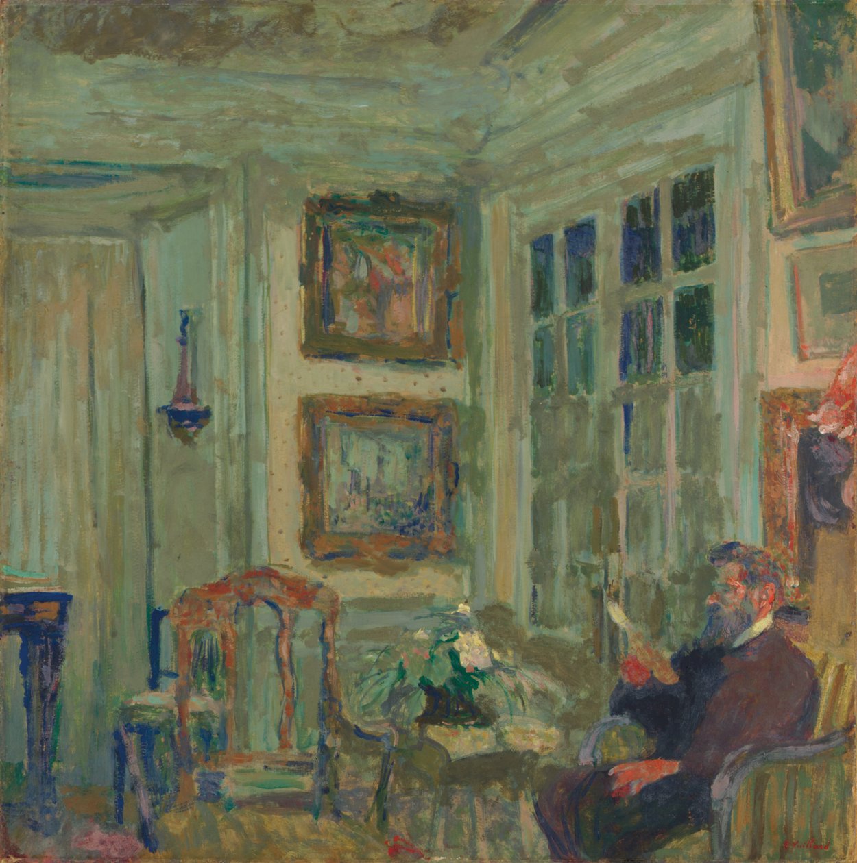Arthur Fontaine läsning; Arthur Fontaine läsning, 1904 av Edouard Vuillard