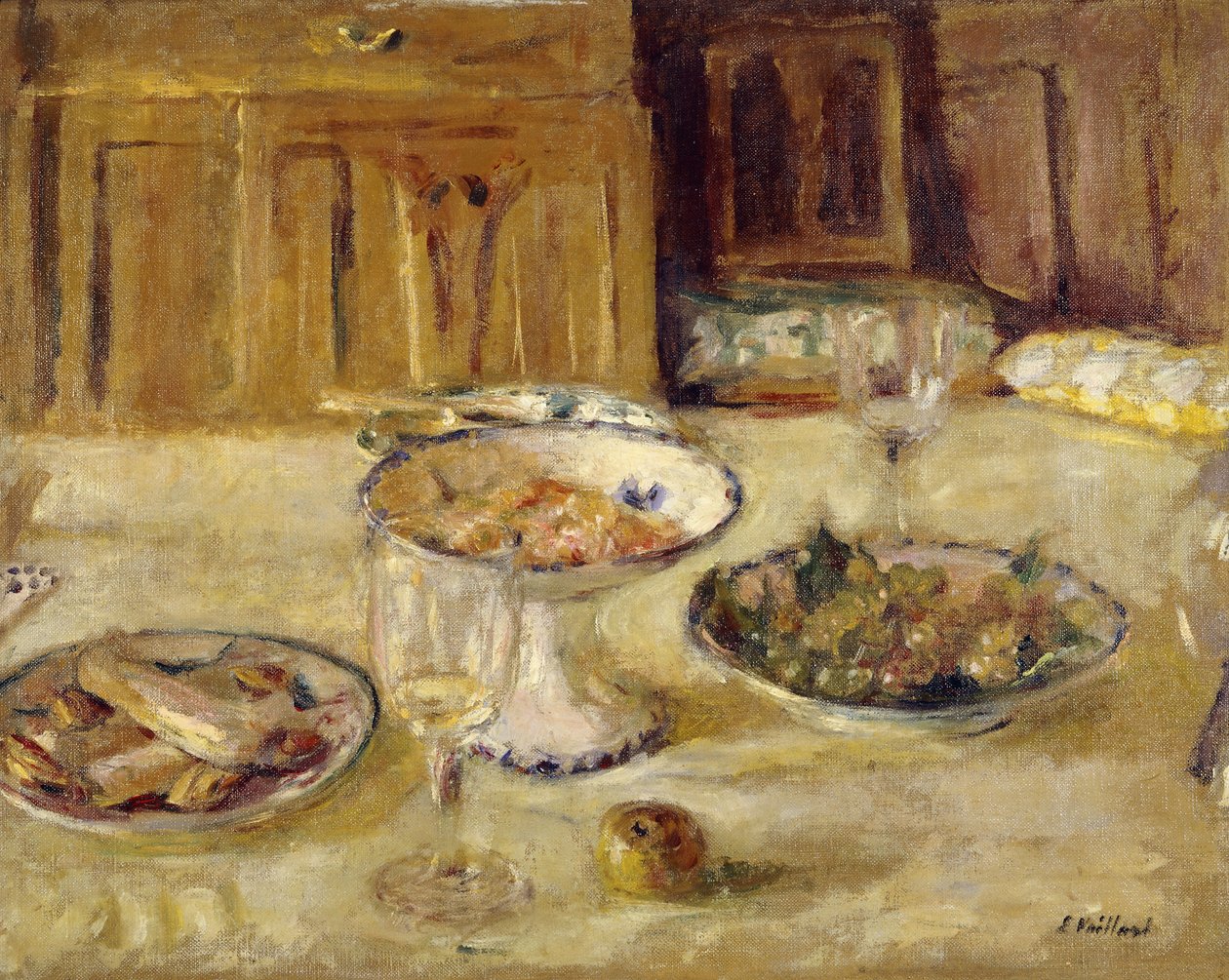 Kakor och fruktkompott; Kompott av kex och frukt, ca. 1922 av Edouard Vuillard