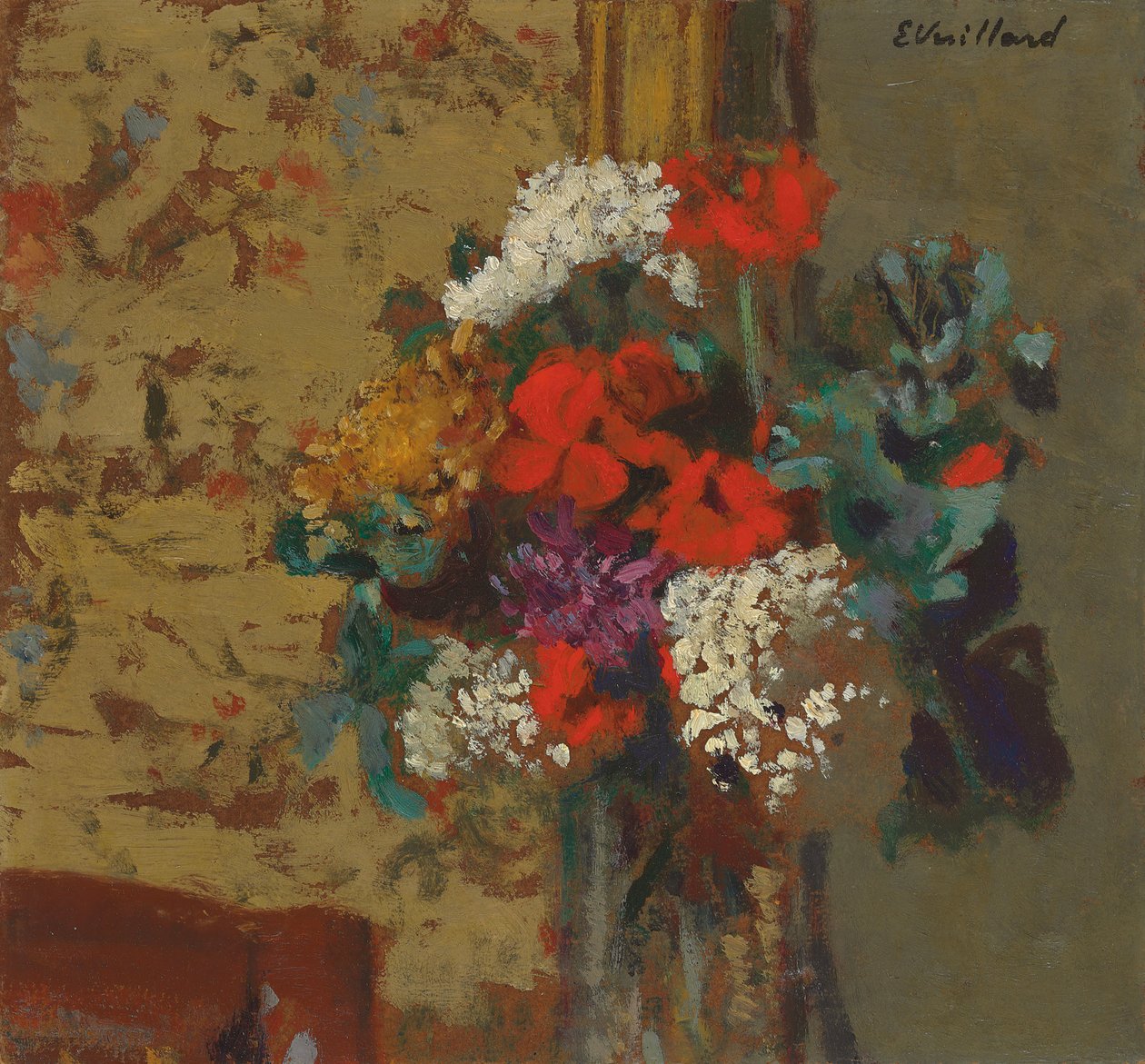 Pelargoner och guldrosor; Pelargoner och snöbollar, ca 1910 av Edouard Vuillard