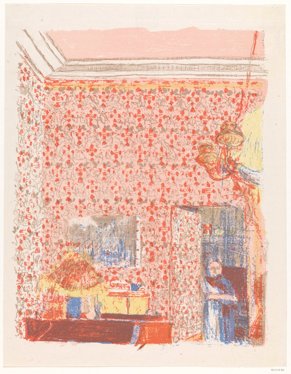 Interiör med rosa draperier I av Edouard Vuillard