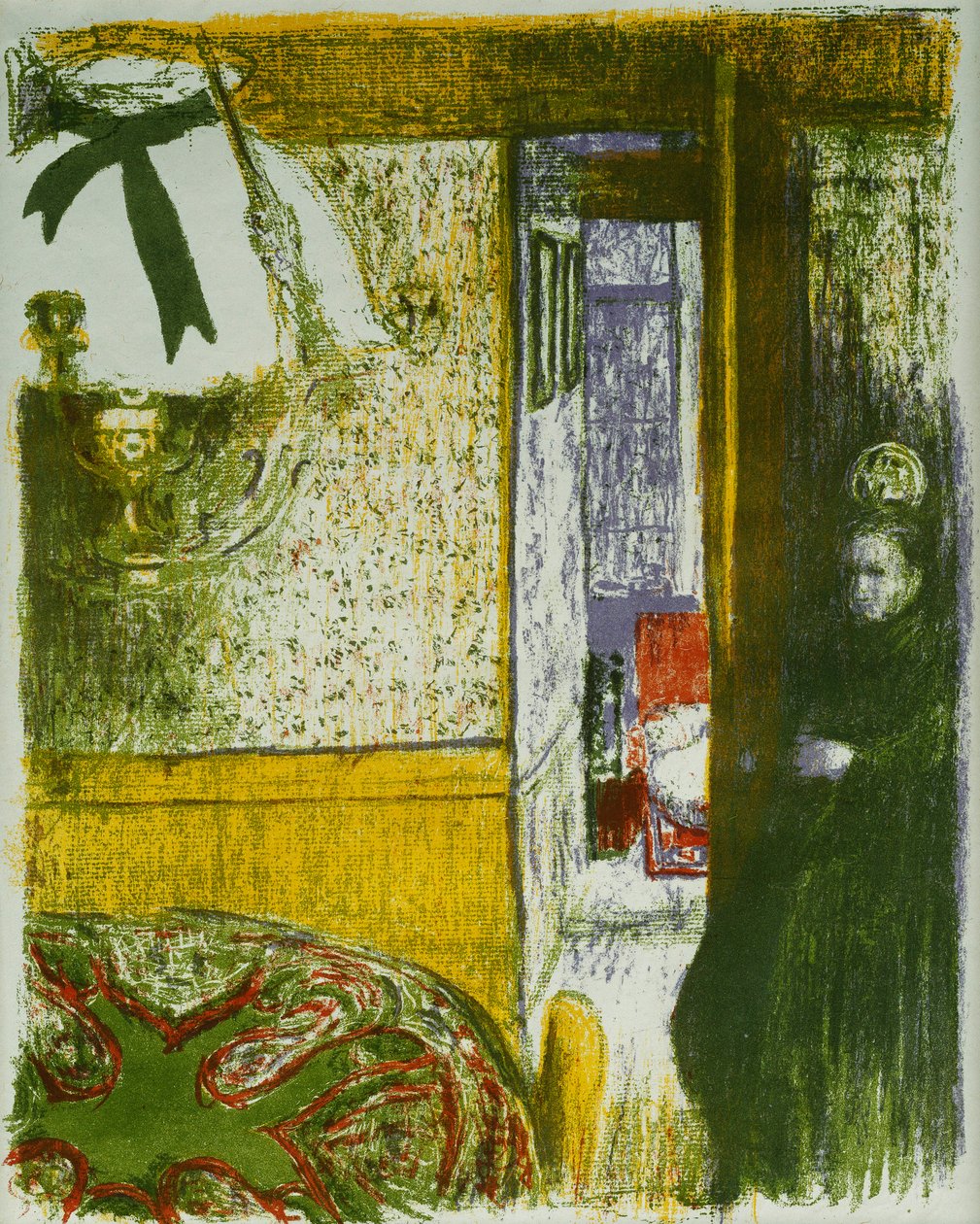 Interiör med hänglampa, från Landscapes and Interiors; Interieur a la Suspension, från Paysages et Interieurs, 1899 av Edouard Vuillard