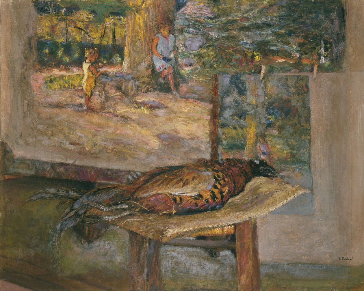 Interiör med målningar och en fasan, 1928 (tempera och pastell på duk) av Edouard Vuillard