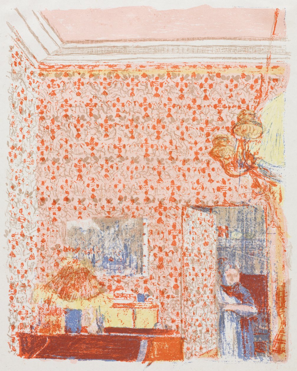 Interiör med rosa tapet I av Edouard Vuillard