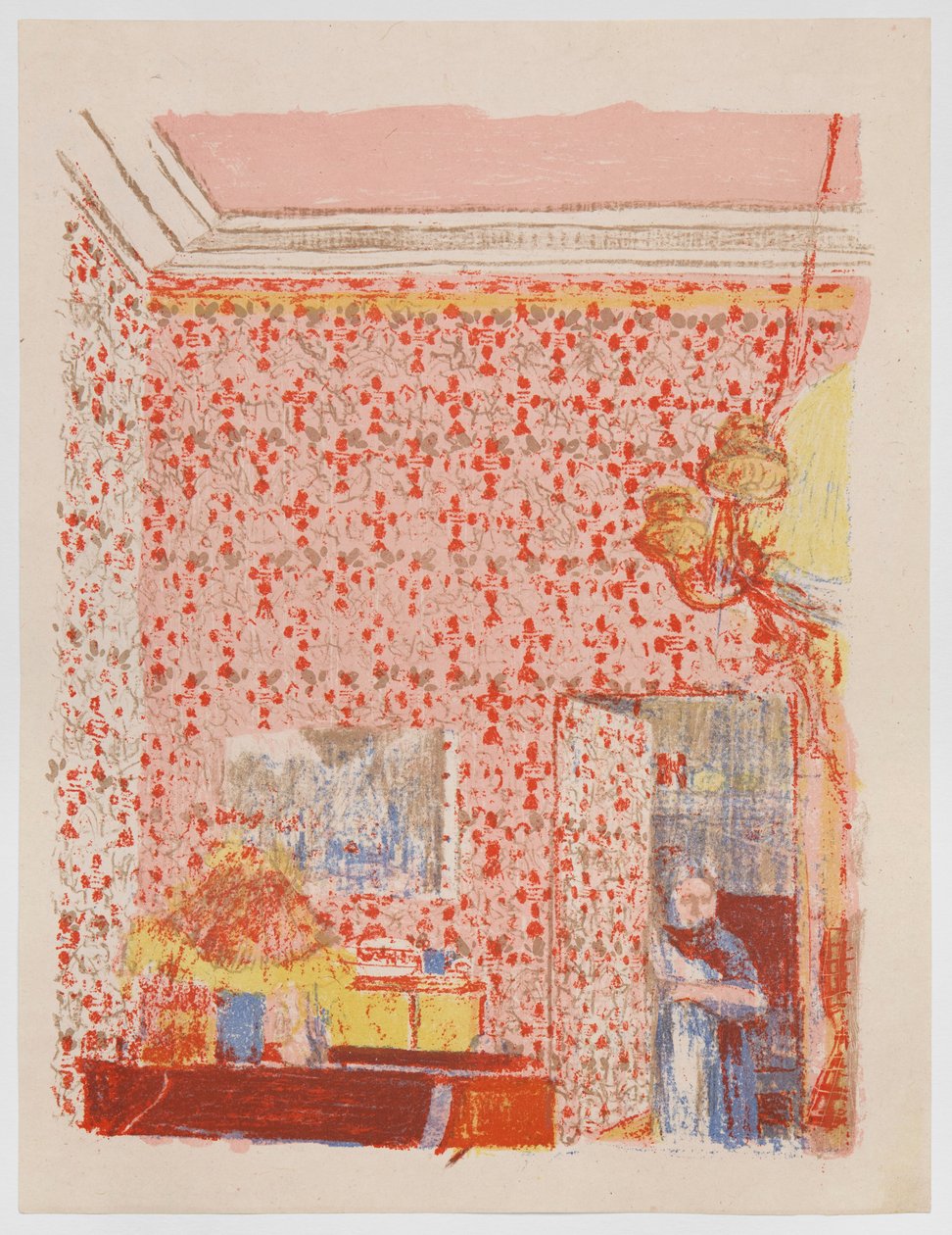 Innenraum mit rosa Tapete I, aus der Serie „Landschaften und Innenräume“ av Edouard Vuillard