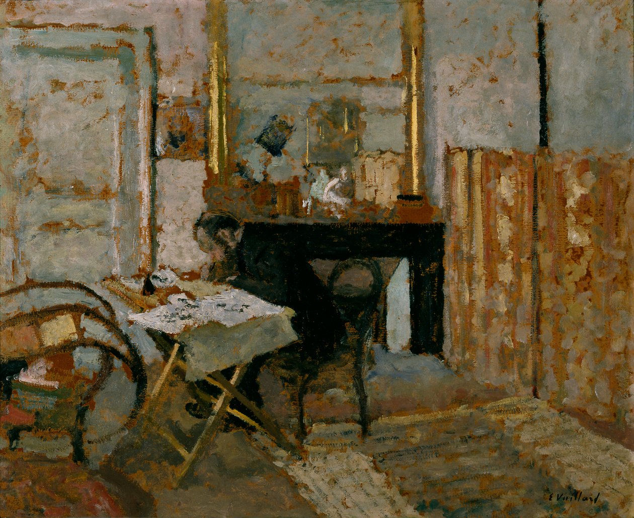 K.X. Roussel Reading, ca 1904 (olja på kartong) av Edouard Vuillard