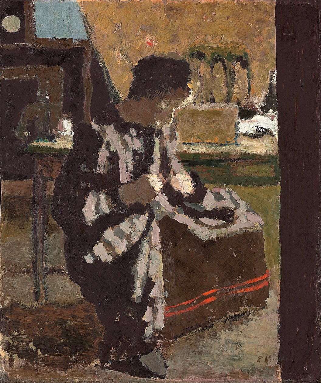 La Couture, ca 1893 (olja på papper nedlagd ombord) av Edouard Vuillard