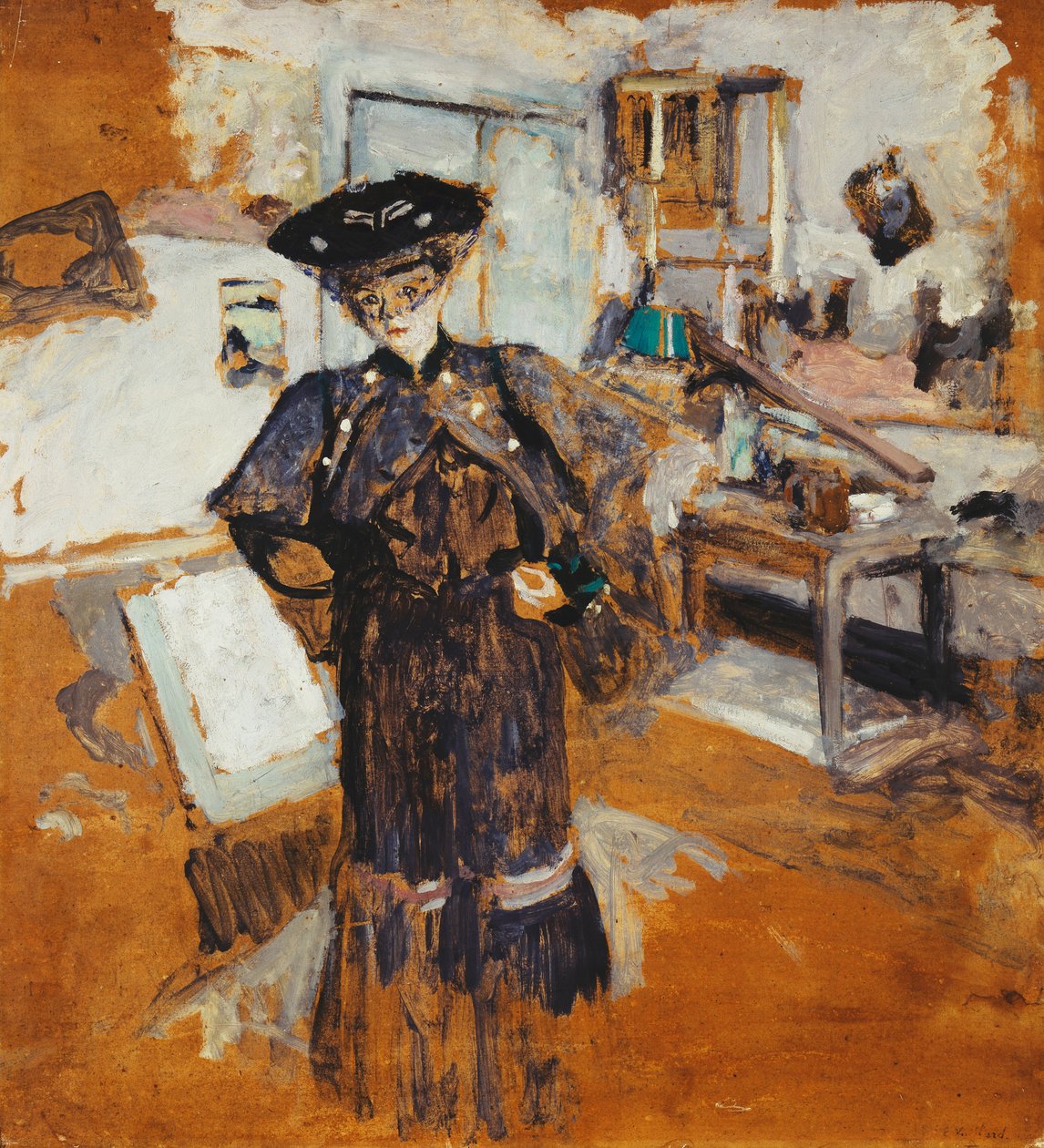 Dam i en slöja, med händerna på höfterna; Dam med slöja, Hands on Hips, c.1902-03 av Edouard Vuillard