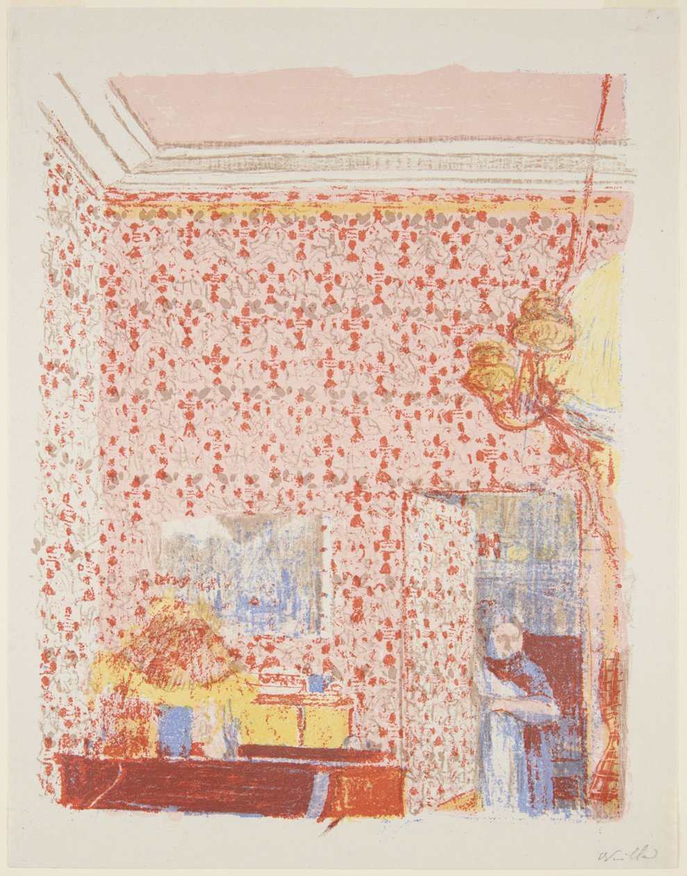 Landschaften und Innenräume: Innenraum mit rosa Tapete I av Edouard Vuillard
