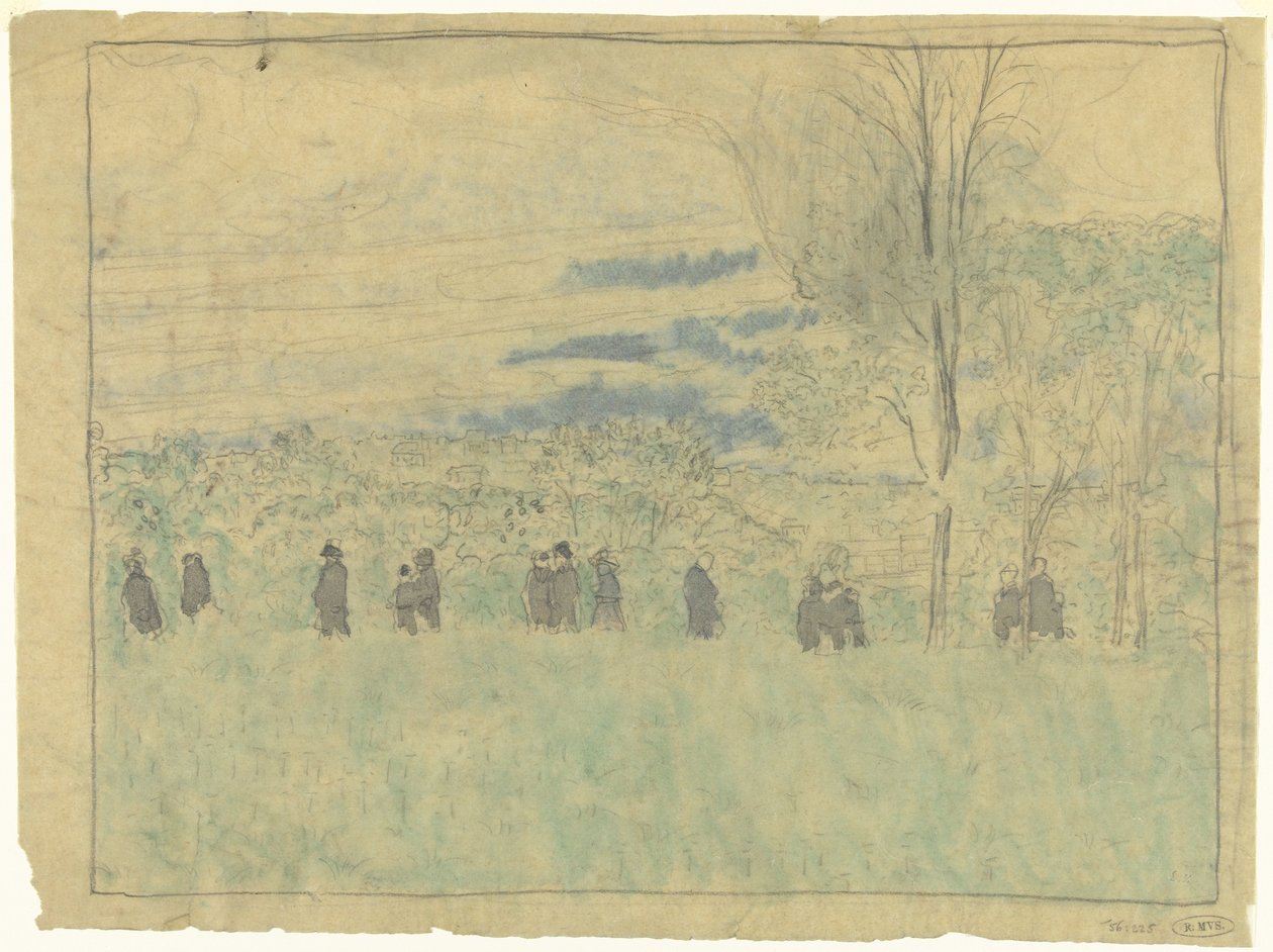Landskap med vandrare: begravningståget (?) av Edouard Vuillard