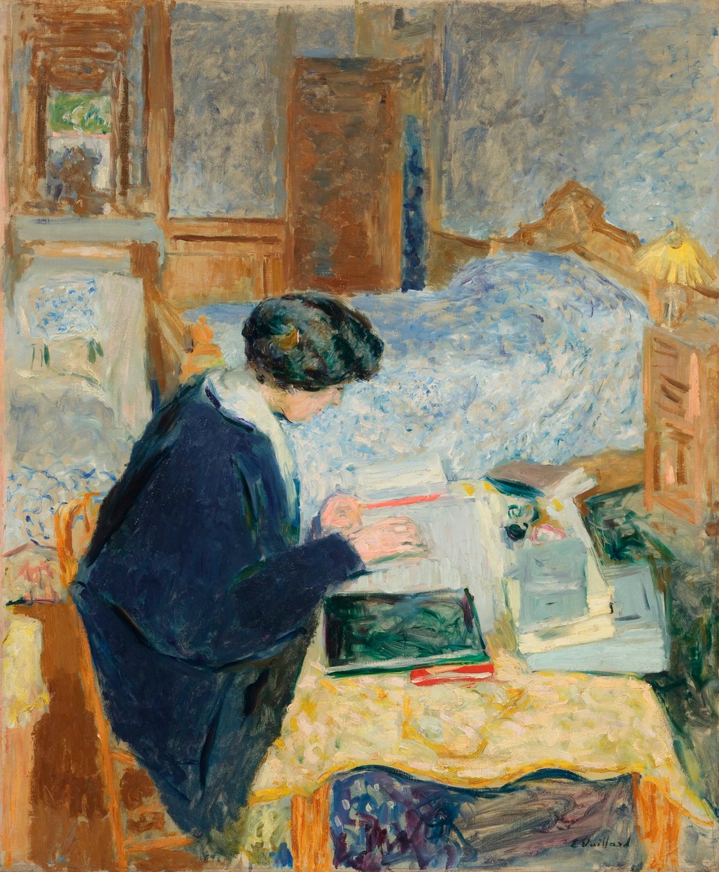 Lucy Hessel läser - Målning av Edouard Vuillard (1868-1940) av Edouard Vuillard
