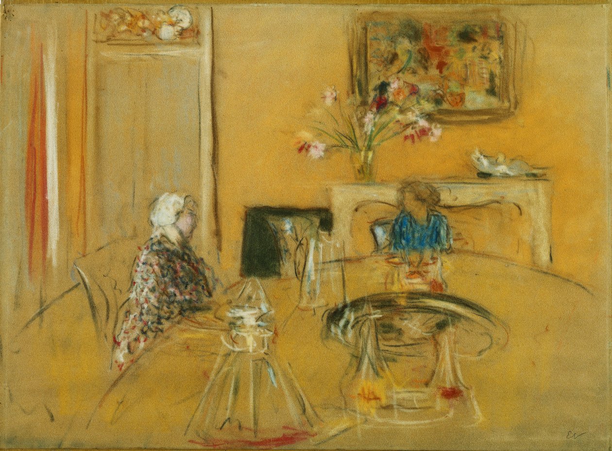 Lunch på Clayes Castle; Lunch på Chateau des Clayes, ca. 1935 av Edouard Vuillard