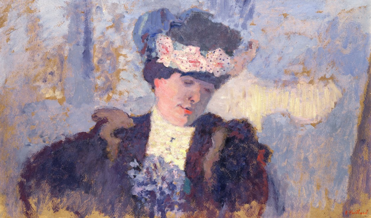 Madame Hessel bär en hatt dekorerad med blommor, ca 1905 av Edouard Vuillard