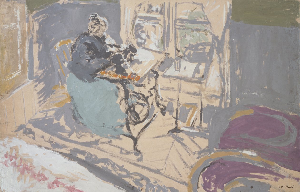 Madame Vuillard vid sin symaskin av Edouard Vuillard