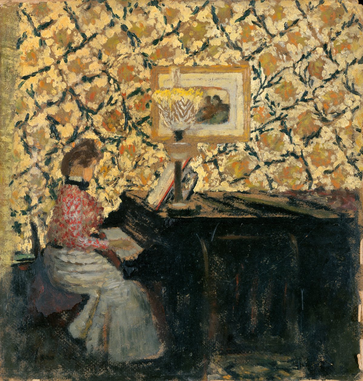 Misia at the Piano, 1895-96 (olja på kartong) av Edouard Vuillard