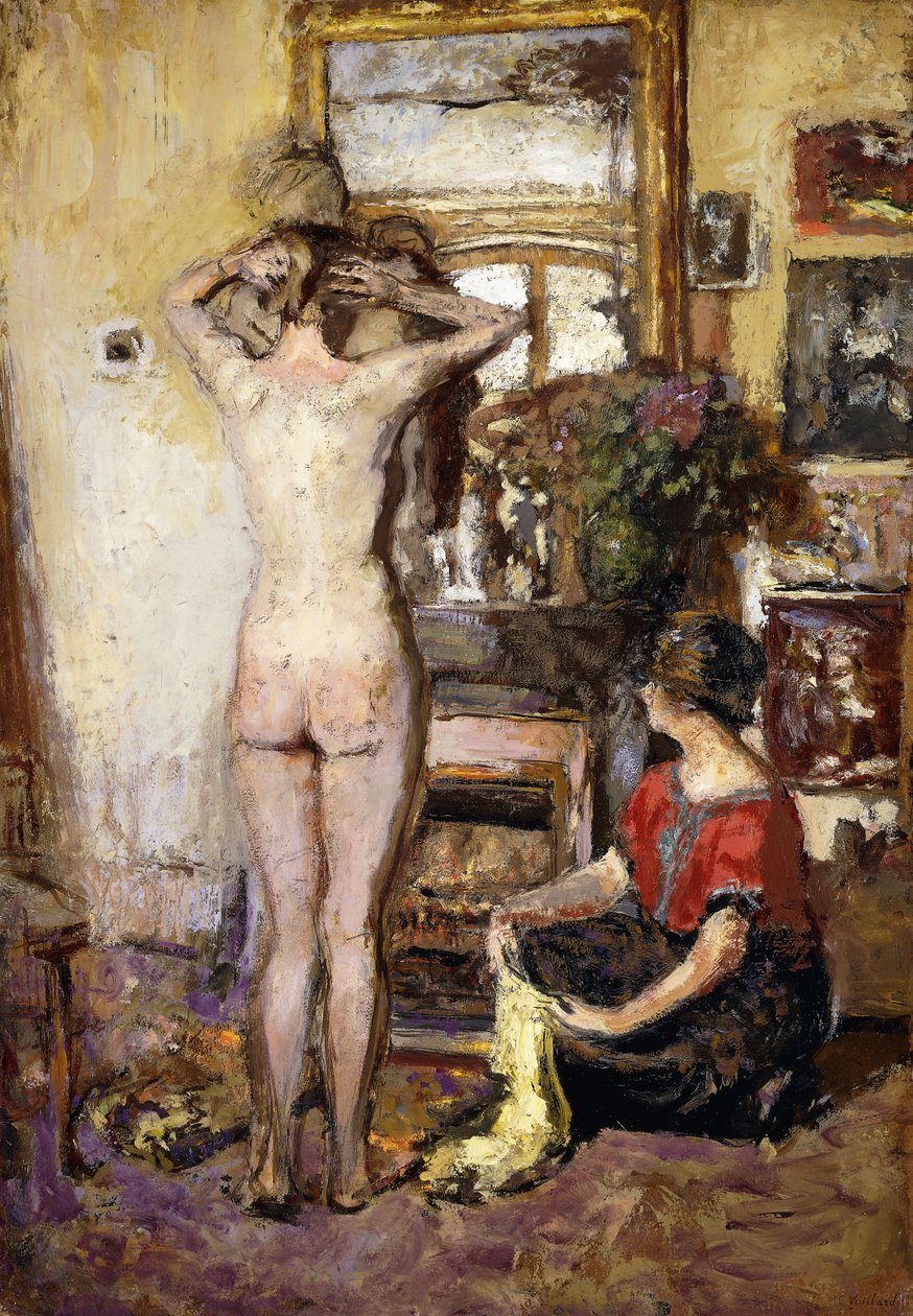 naken i ett interiör; Naken i en interiör, 1923 av Edouard Vuillard