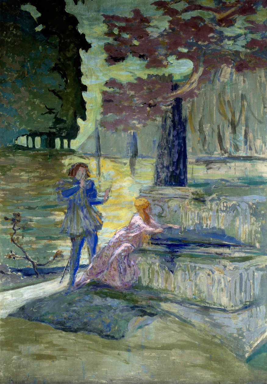 Pelleas et Melisande Illustration till operan av Claude Debussy (1862-1918) med samma namn. Målning av Edouard Vuillard (1868-1940) 1900-talets Paris, komedi av Champs Elysees av Edouard Vuillard