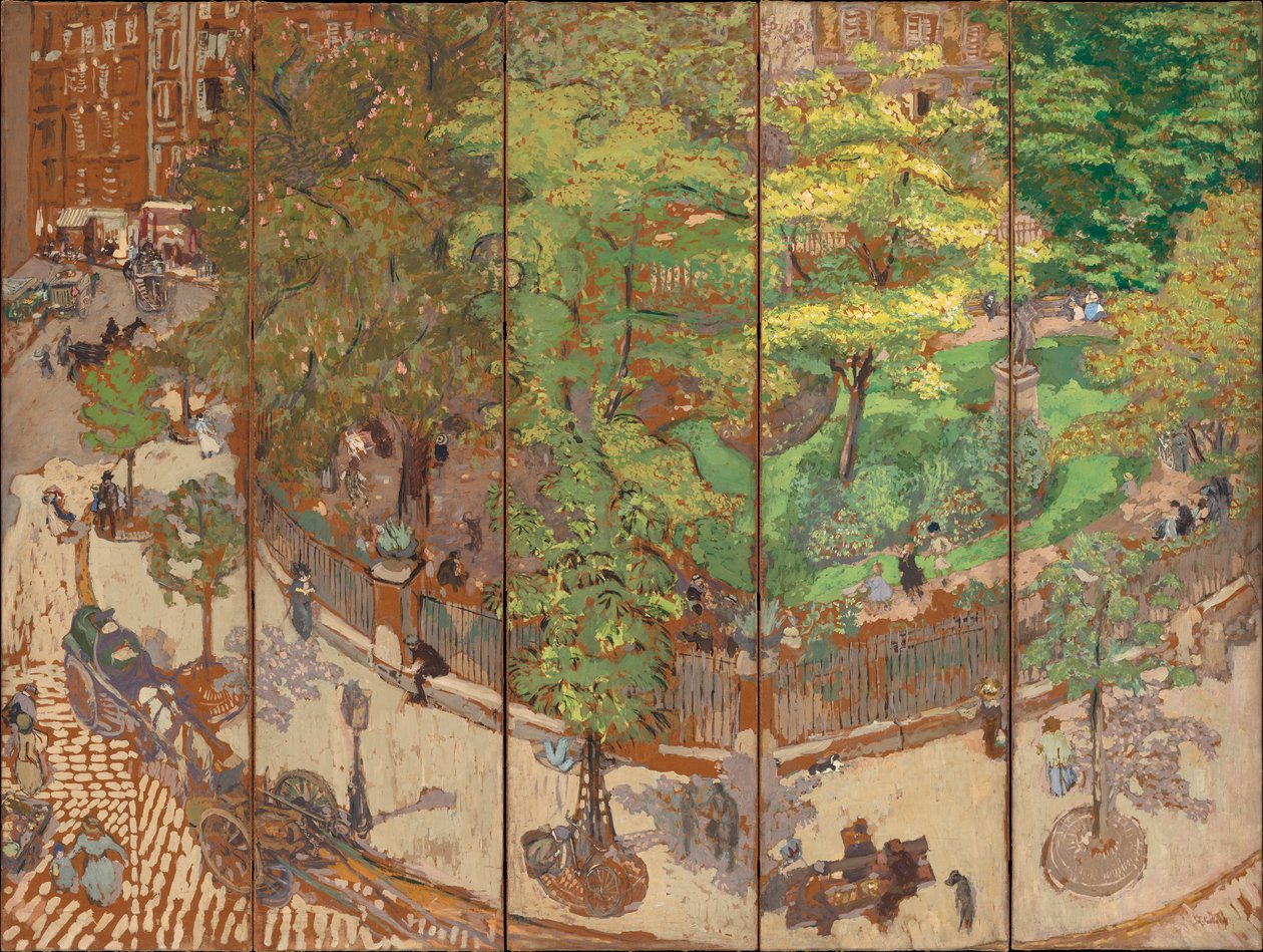 Place Vintimille, 1911 (fempanelsskärm, valp på papper nedlagd på duk) av Edouard Vuillard