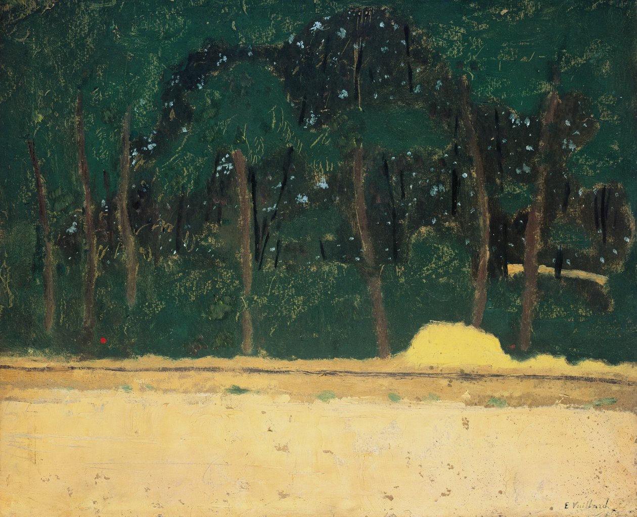 Route på skogens kant, ca 1904 (olja på kartong på trä) av Edouard Vuillard
