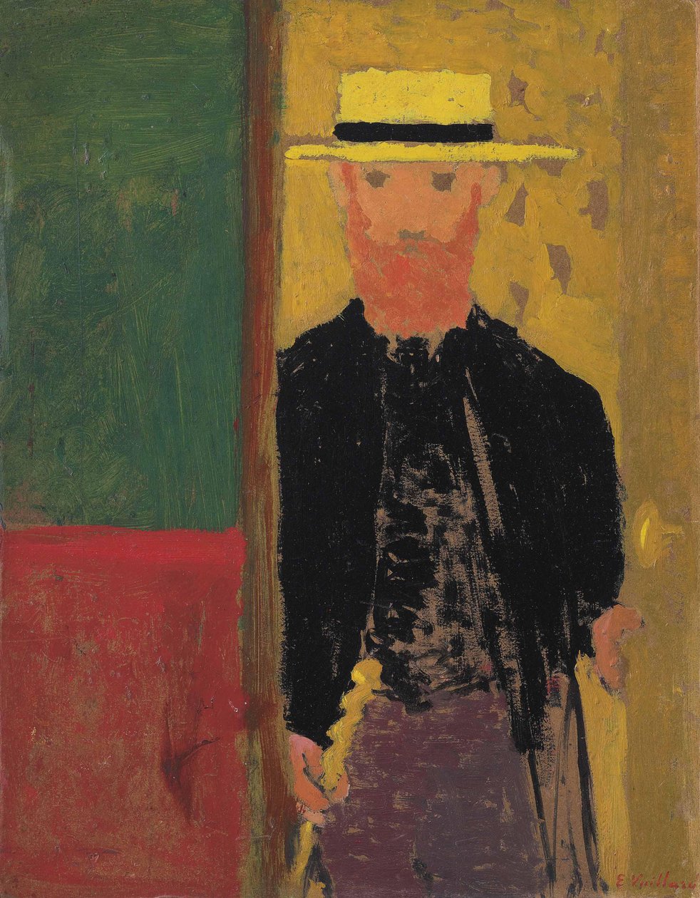 Självporträtt med stråhatt, ca 1892. av Edouard Vuillard