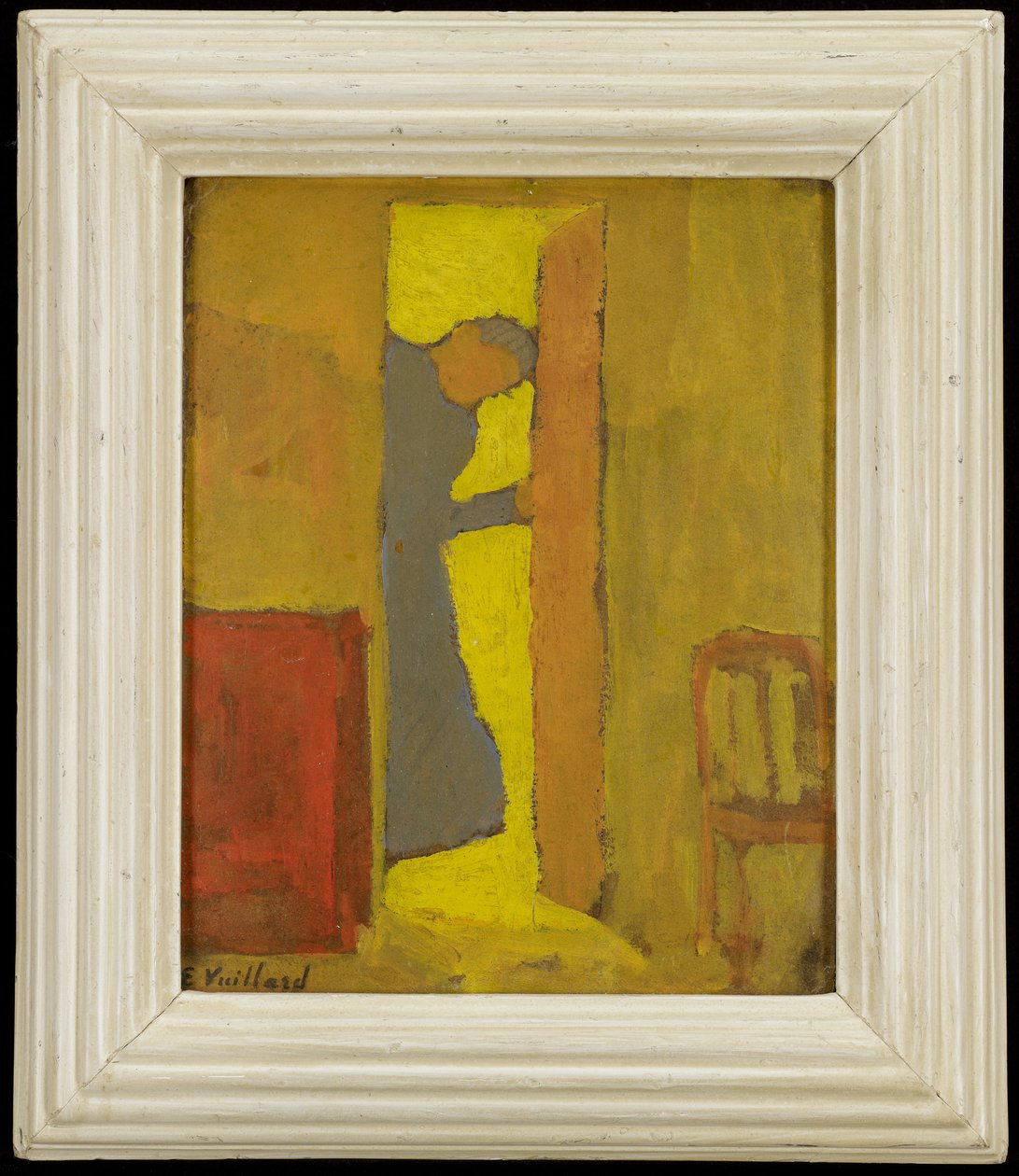 Konstnärens mamma öppnar en dörr, ca 1891-2 (olja på kartong) av Edouard Vuillard
